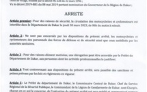 Dakar : les motocyclettes et cyclomoteurs interdits de circuler ce jeudi de 06 heures à minuit (Document)