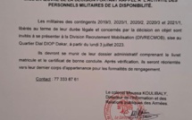 Les militaires libérés appelés à se rapprocher de la Division recrutement (Document)