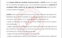 Les Leaders Alliés du Candidat Ousmane Sonko appellent à une mobilisation générale le 17 Novembre 2023