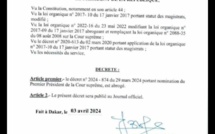 Présidence : quatre des 13 décrets d'abrogation pris le 03 avril par Diomaye Faye rendus publics (Documents)