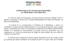 Communiqué du Conseil des ministres du mercredi 12 février 2025