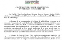 Sénégal : communiqué du Conseil des ministres du 19 mars 2025