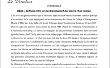 Accident de la route causant Leduc (2) morts à Vélingara : le ministère de l’Éducation nationale réagit et annonce une assistance pour les victimes 