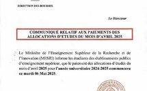 Enseignement supérieur : les bourses du mois d'avril payées à partir de ce mardi